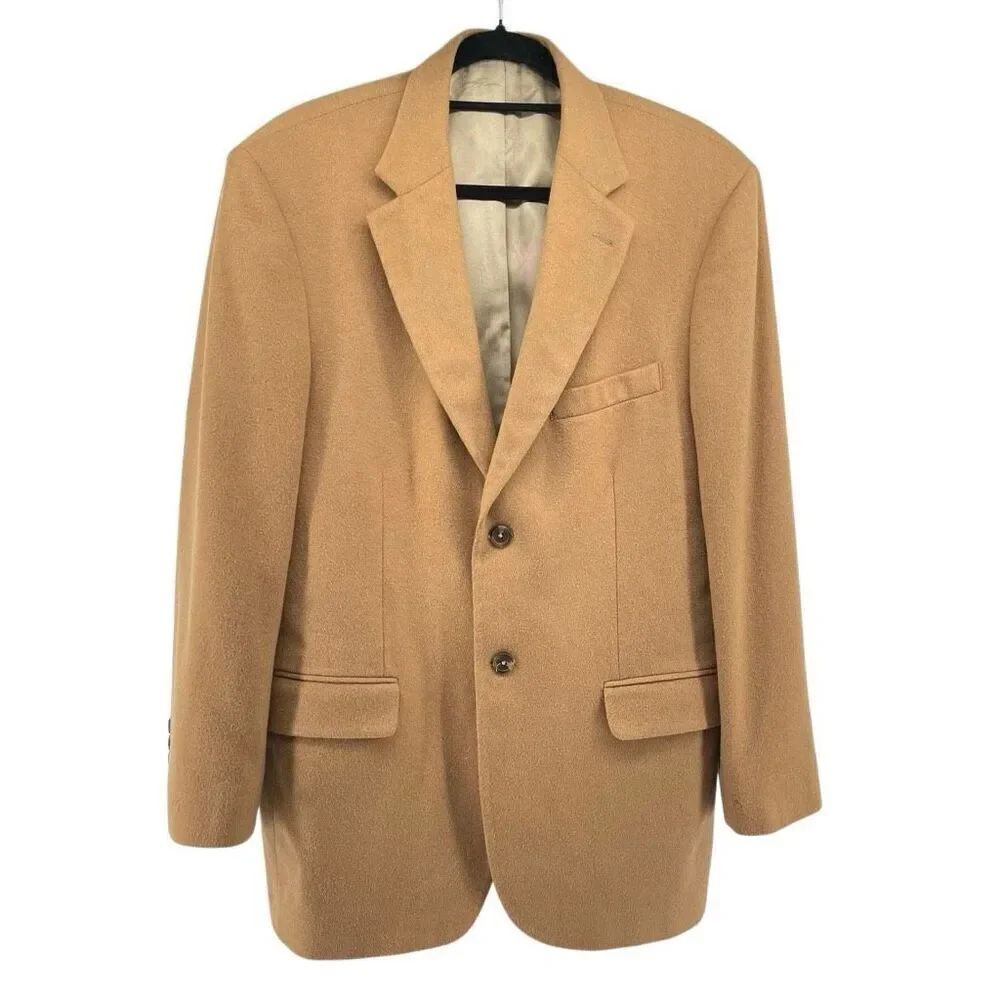 Stafford Men’s Tan Wool Camel Hair Single Breasted Sport Coat Blazer 44